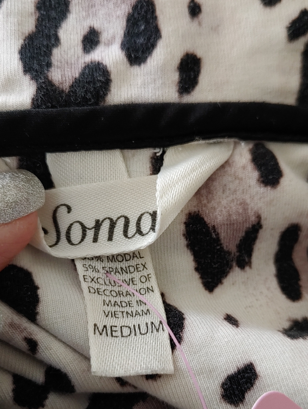 Like New Soma Medium Black/brown Cheetah Print Long Sleeve Pajama Set - Picture 7 of 9